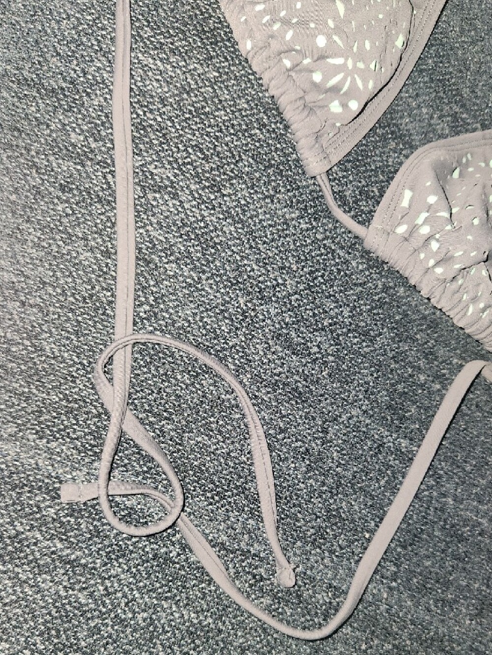 Xhilaration Light Taupe Triangle Bikini Top with Metallic Silver Accents - Picture 10 of 10